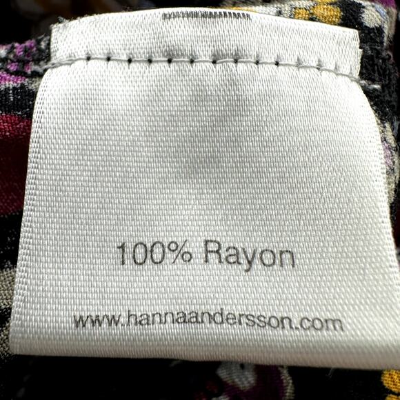 Hanna Andersson Floral Knee Length Dress Velvet Trim Shift Multicolor Small - Picture 4 of 5